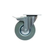 Колесо поворотное серая резина SCB 55 f 125 мм с тормозом